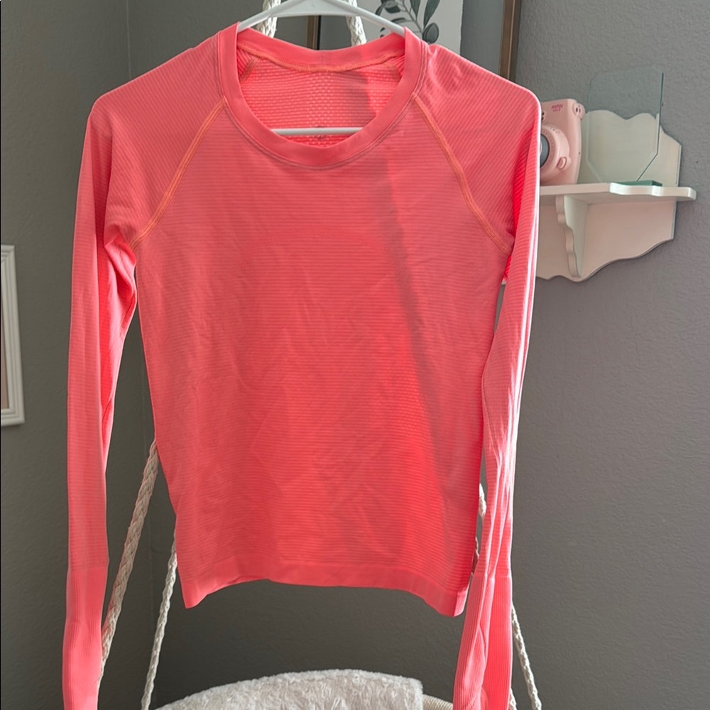 lululemon athletica swiftly tech Long Sleeve Crew in Coral Pink